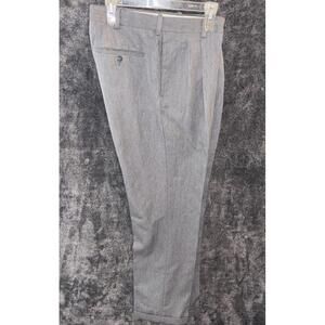 Roundtree & Yorke Gray Herringbone Pleated Dress Pants 34x32